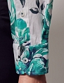 Hawes & Curtis Piccadilly White & Green Floral Diamond Weave Shirt
